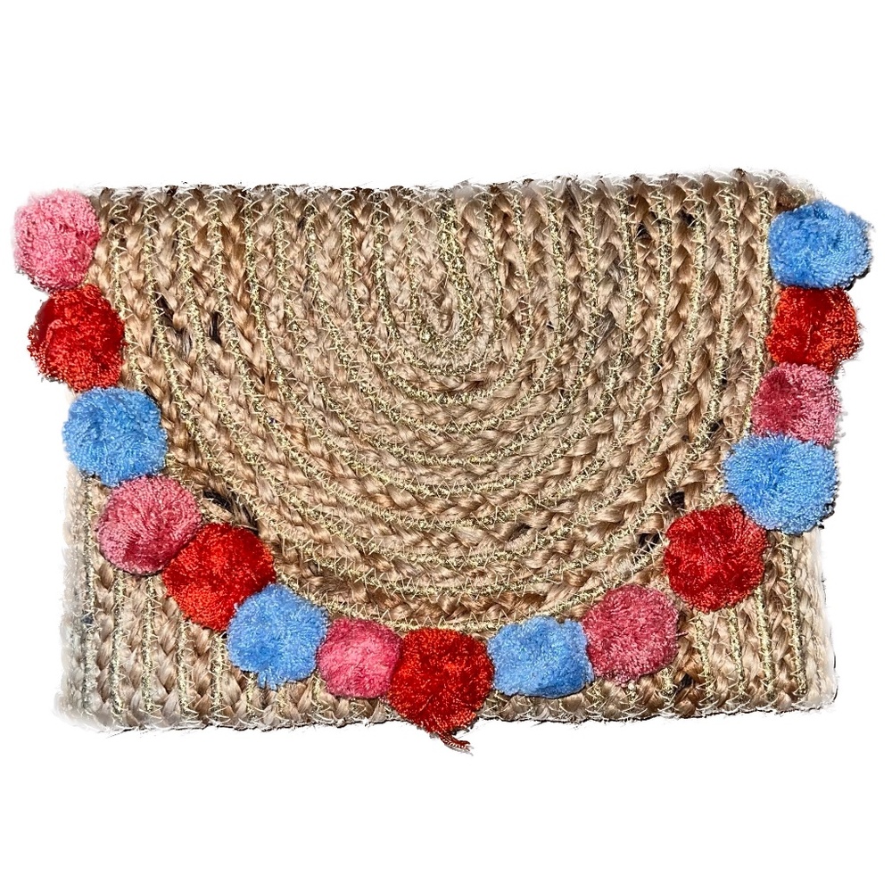 Forever 21 Tweed Clutch with Pom Poms